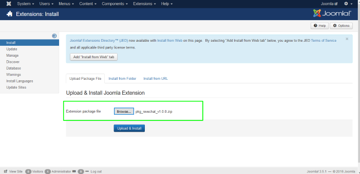 REVE Chat Integration with Joomla: Step 2