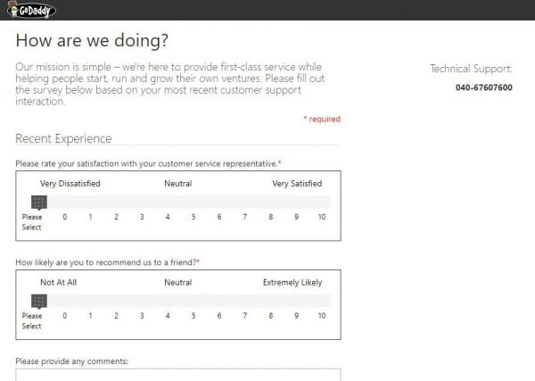 Godaddy Customer Feedback Survey