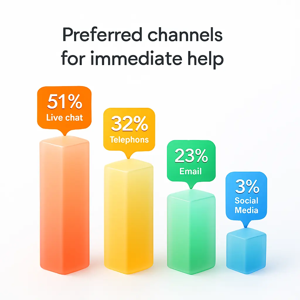 The best channel for immediate support- live chat