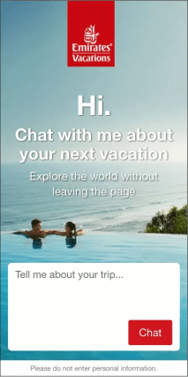 Emirates-vacations-chatbot-live chat sales