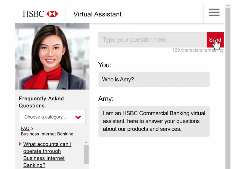 HSBC - Amy chatbot for customer service - customer engagement ideas