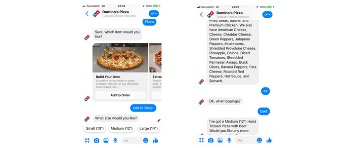 Dominos bot for best chatbot example