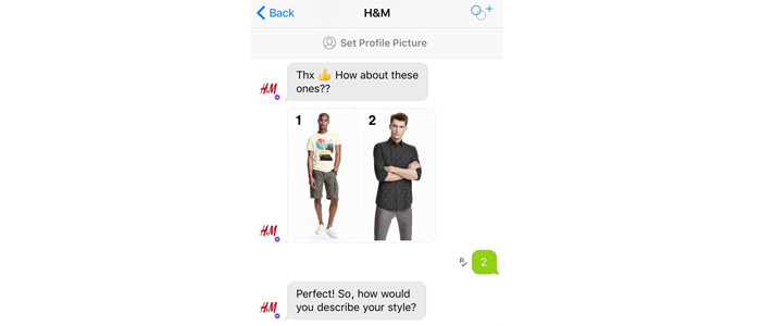 H&M chatbot example