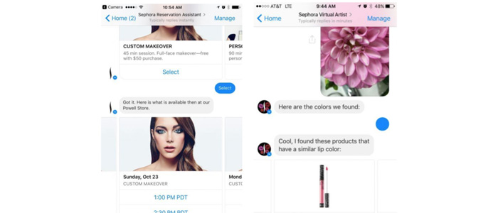 Sephora chatbot - chatbot examples