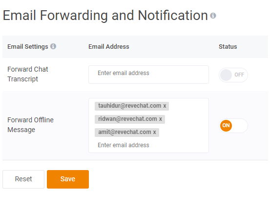 Email settings