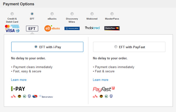 Payment Options - shopping cart abandonment