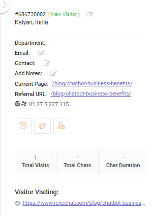 chat window - visitor profile