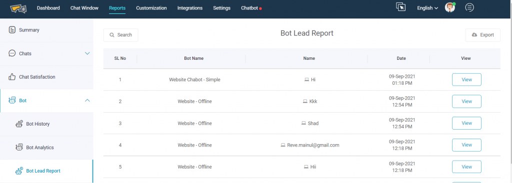 Bot lead report