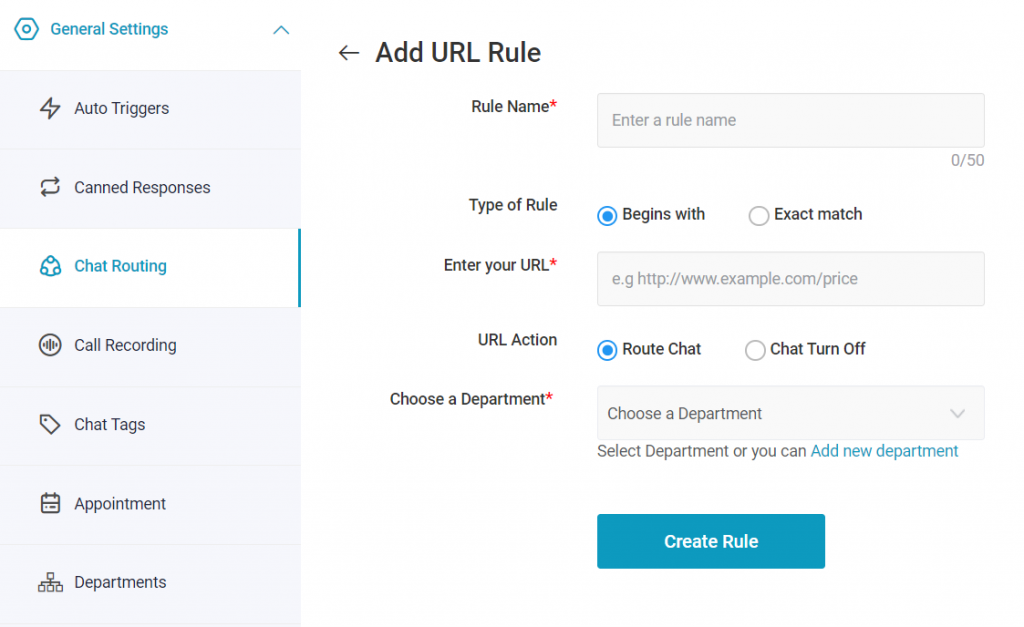 URL based chat routing