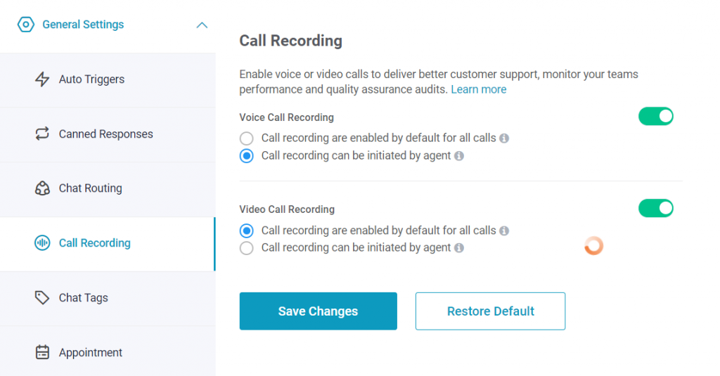 Voice and Video call recording