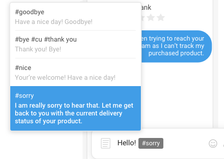 Canned replies - thanking customers
