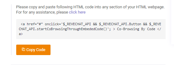 Copy the code to enable co-browsing by code