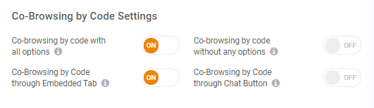 Enable the co-browsing by code options with embedded tab