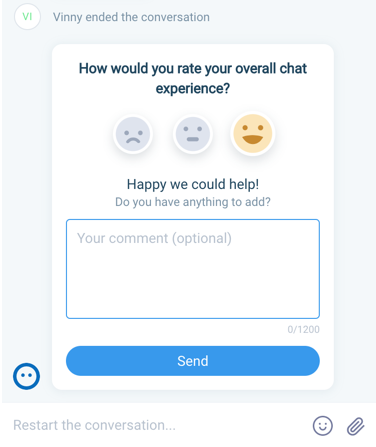additional feedback options - chat survey