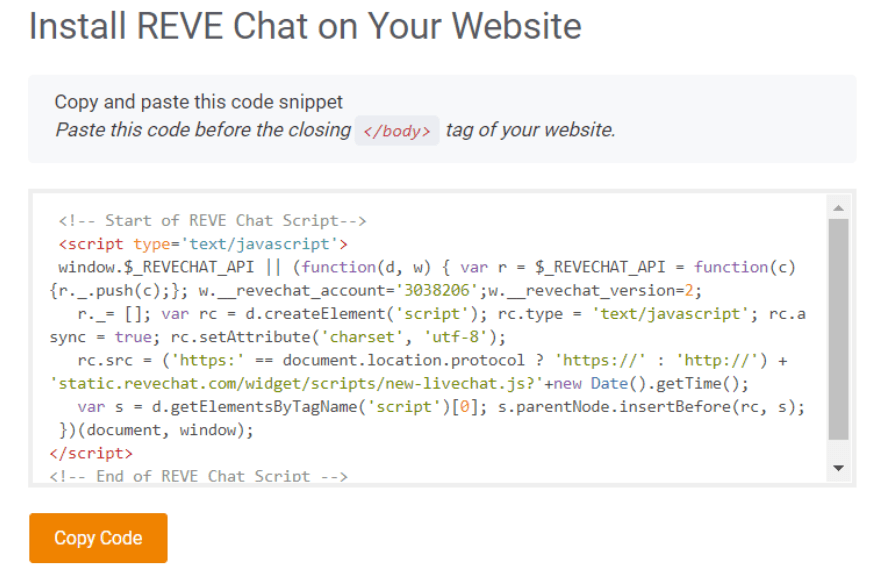 Install REVE Chat on your website
