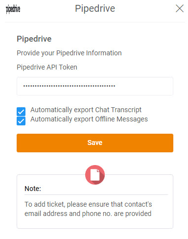 pipedrive live chat integration 
