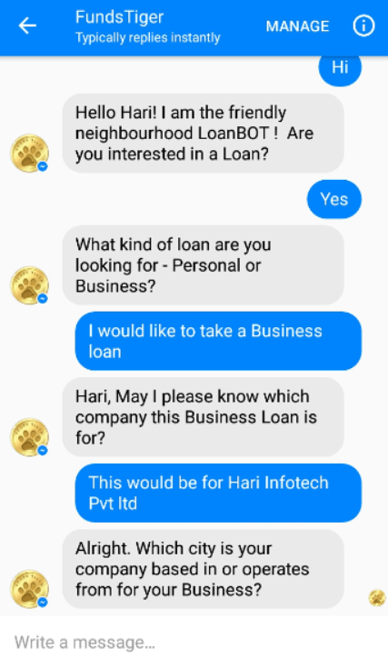  Tiempo de respuesta del chatbot de FundsTiger