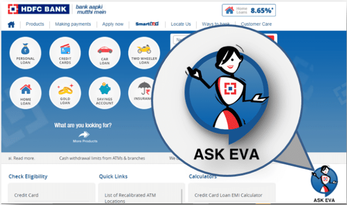 HDFC Eva chatbot - customer engagement examples