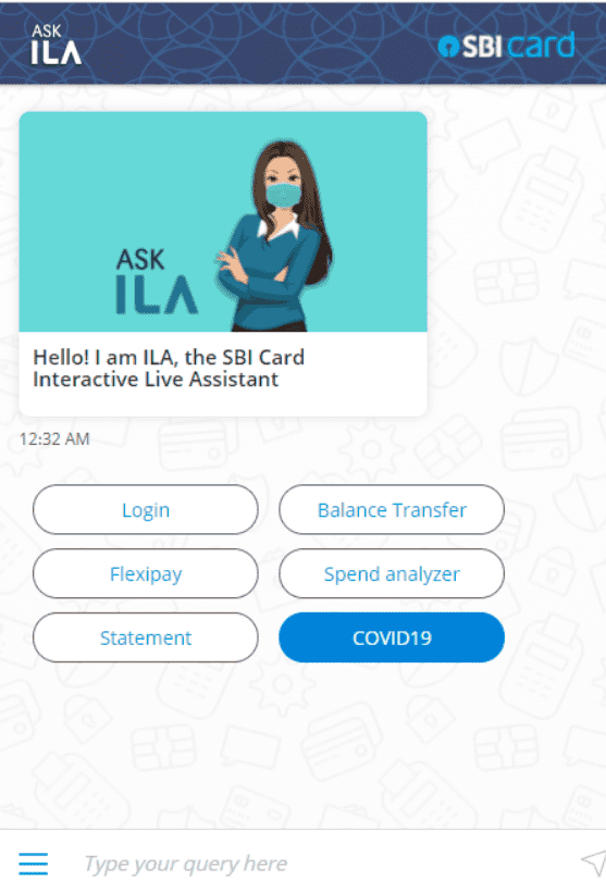 SBI card chatbot conversational AI example