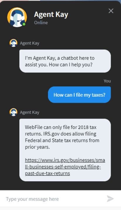 Agent Kay chatbot