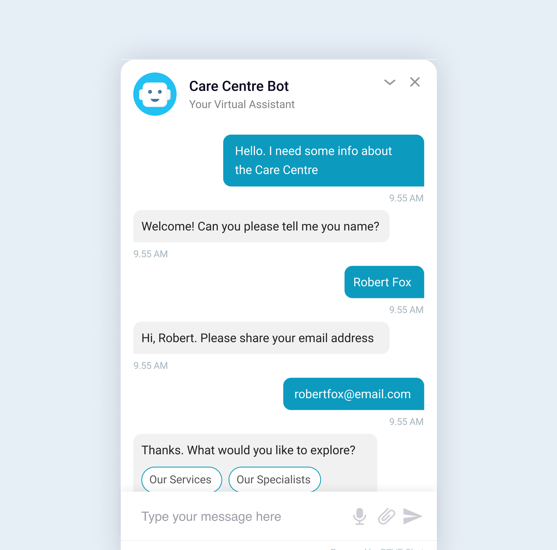 information collection chatbot - chatbots for healthcare