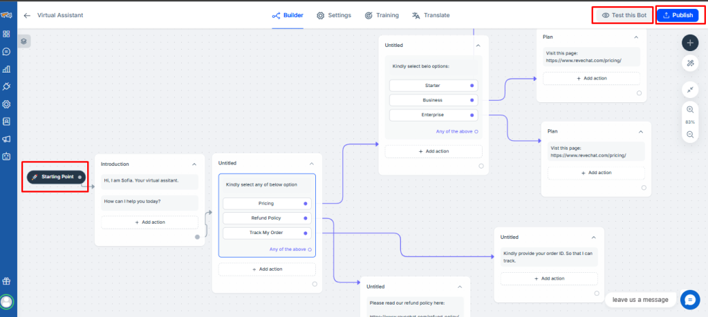 reve chat chatbot flow