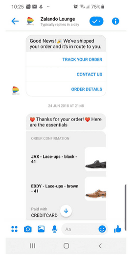 Business chatbot for tracking order and shipping
