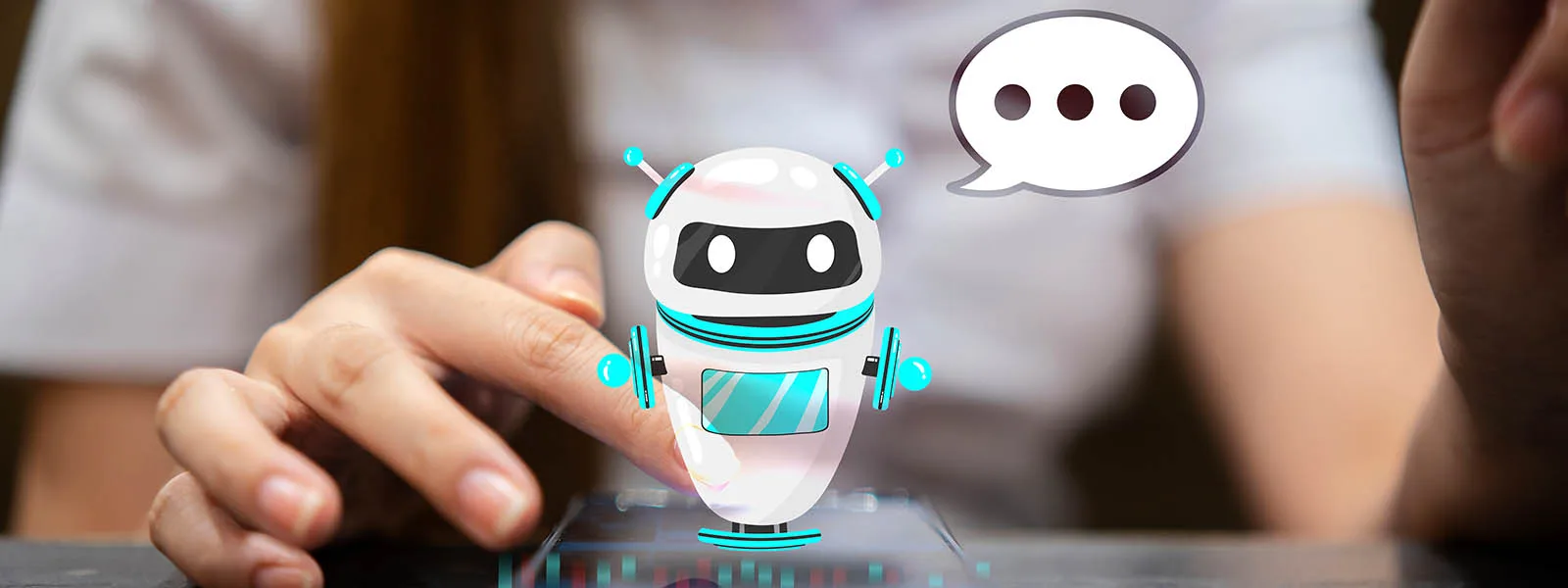 chatbot answering questions online, robot assistant help on webs