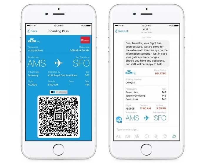 KLM Airlines - travel chatbot examples