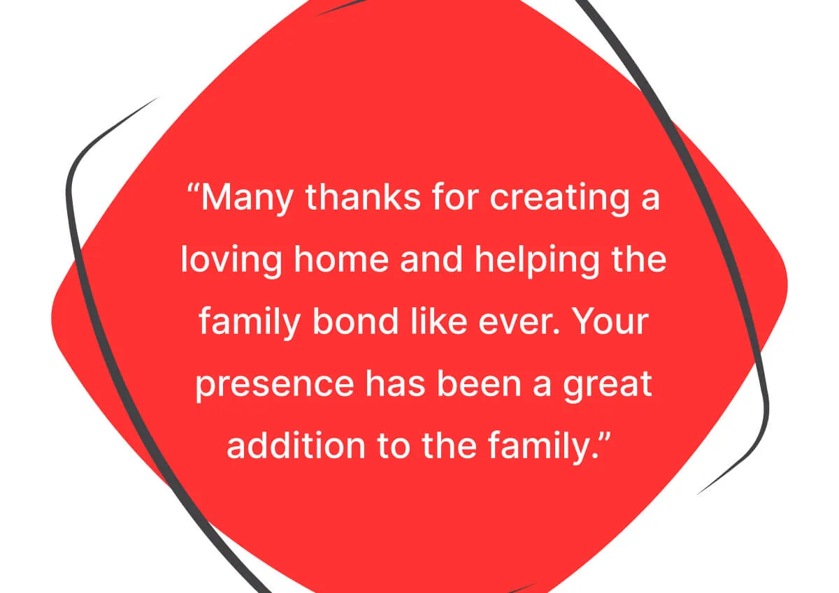 thank you message for your family