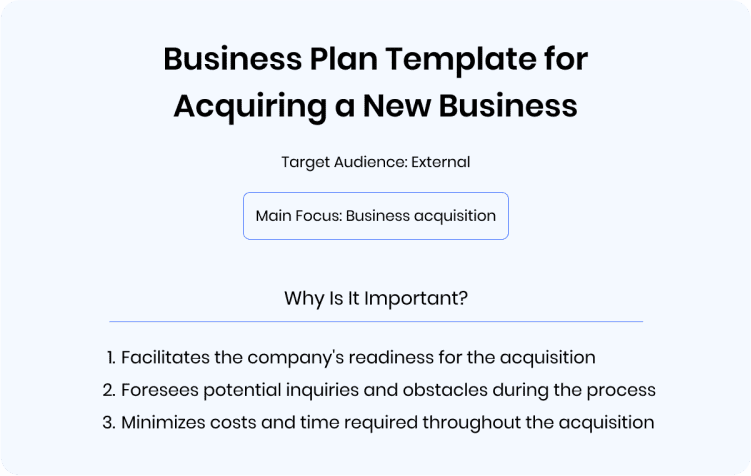 business plan template for acquiring a new business