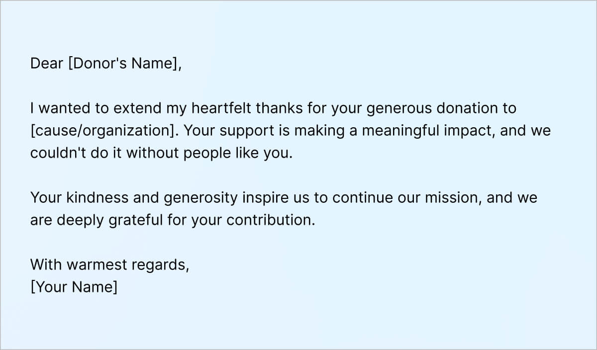 Thank You Note for a Donation
