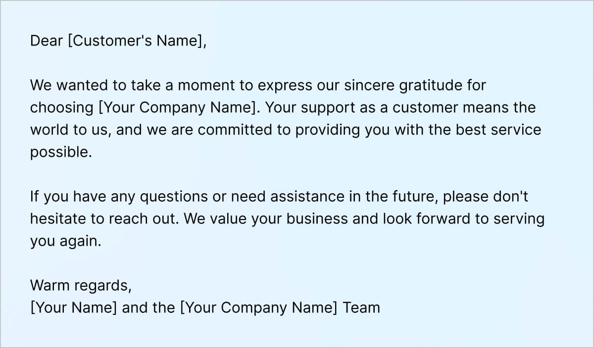 Thank You Note for Customer