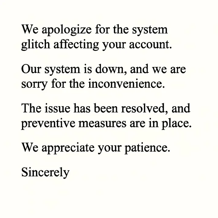 Customer apology letter example