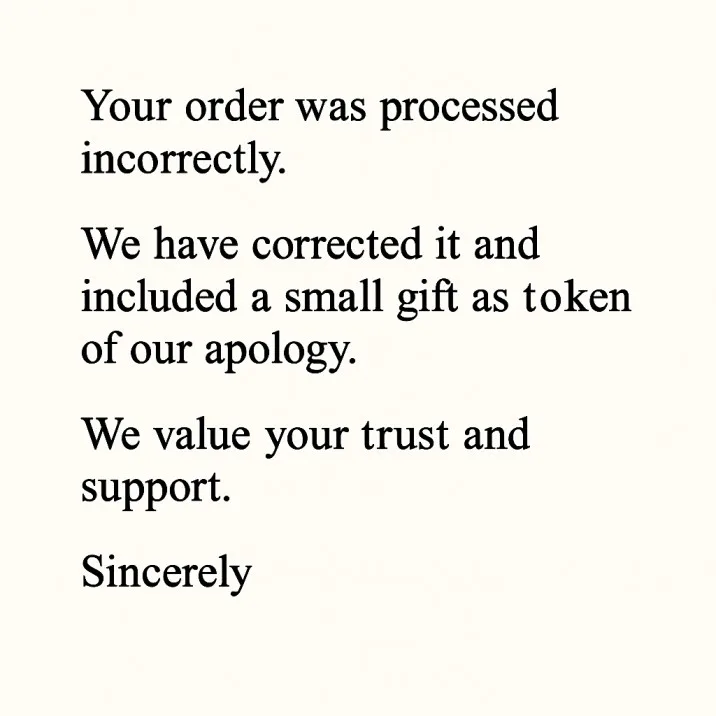 Customer apology letter example