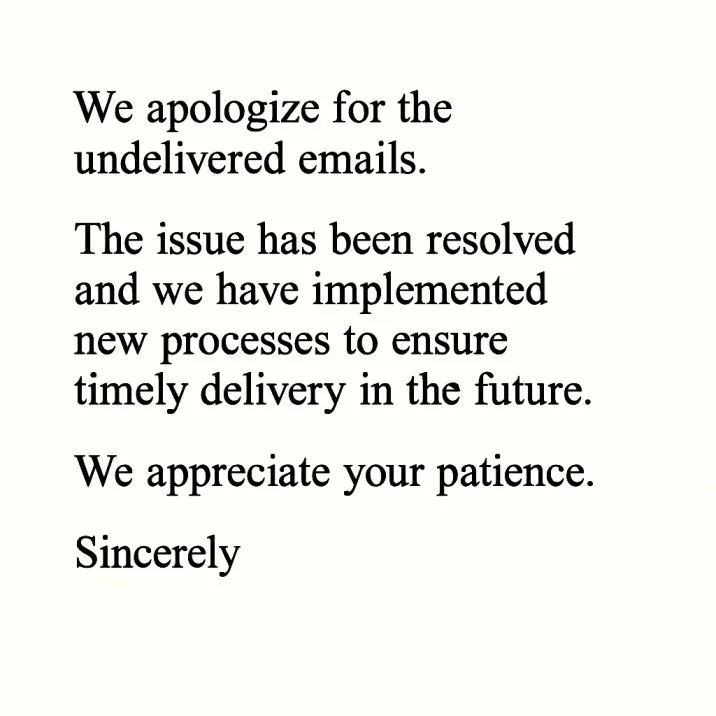 Customer apology letter example