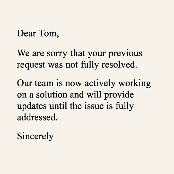 Example of customer apology letter