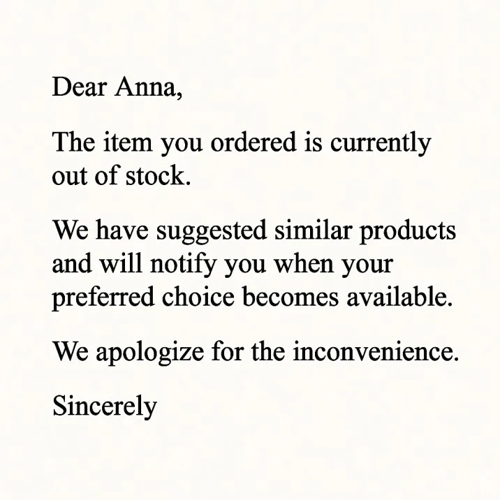 Example of customer apology letter