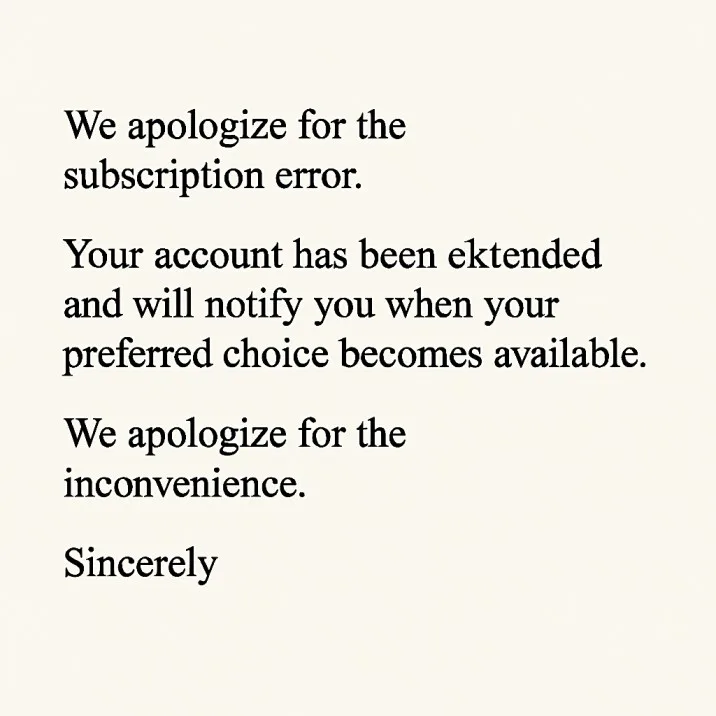 Customer apology letter example