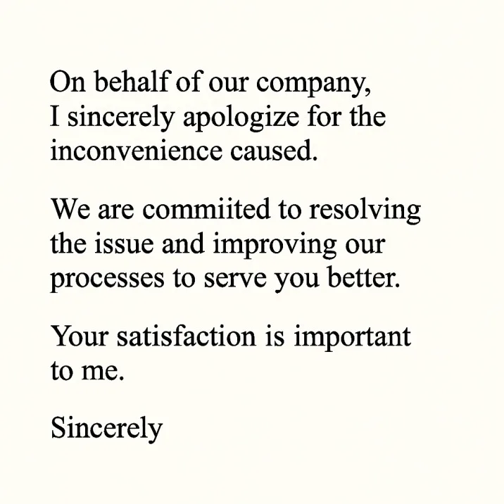 Customer apology letter example