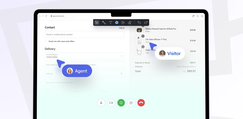 real time help via co browsing system