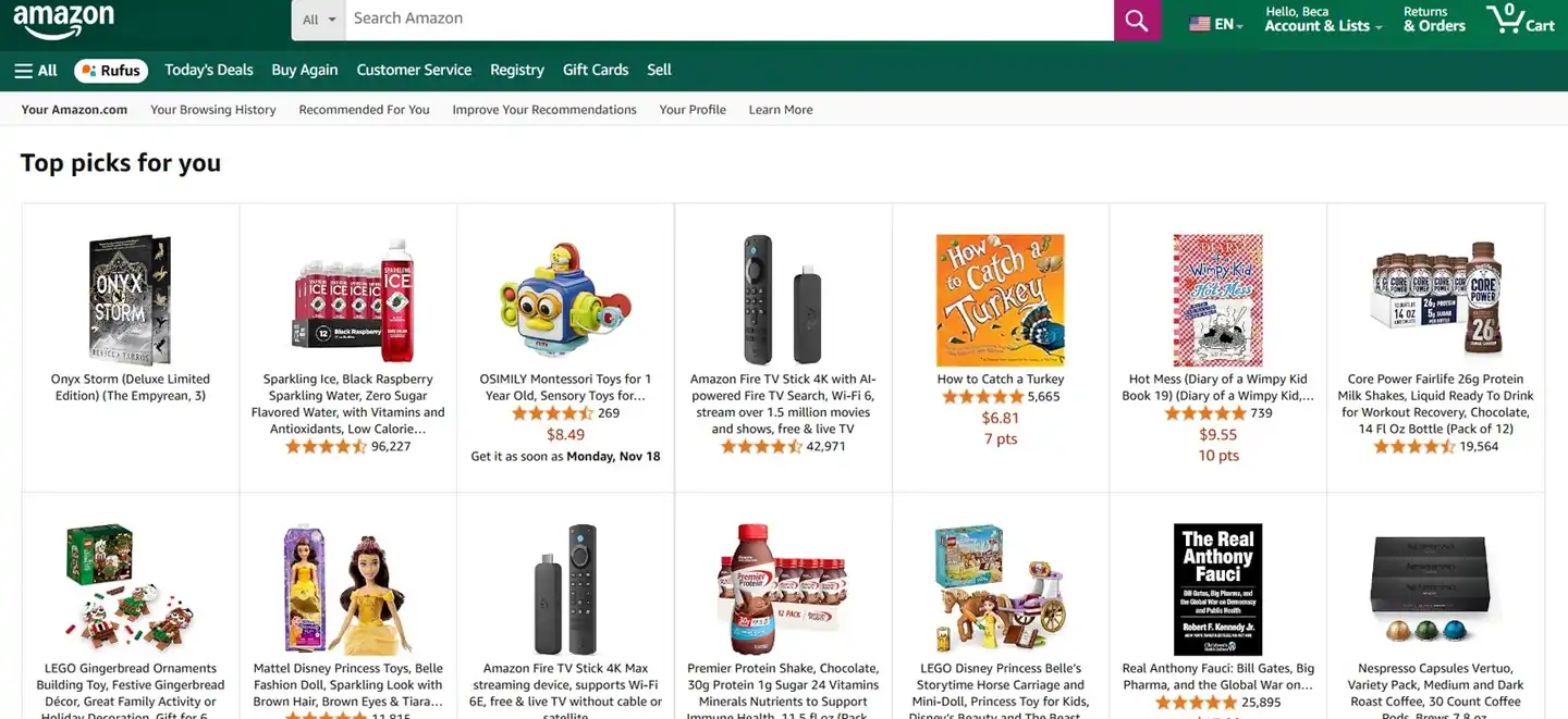 Amazon recommendations