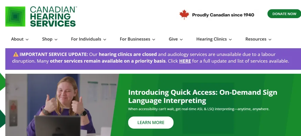 canadian hearing services using reve live chat software