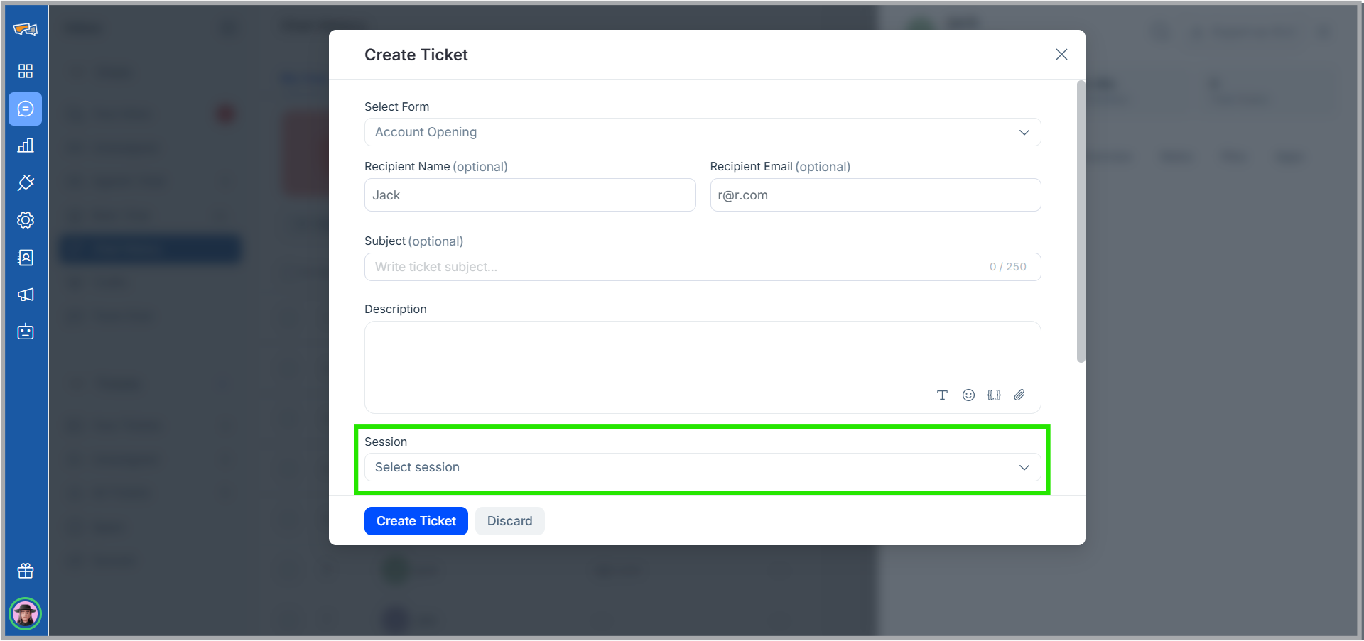 Ticket from Chat History | REVE Chat