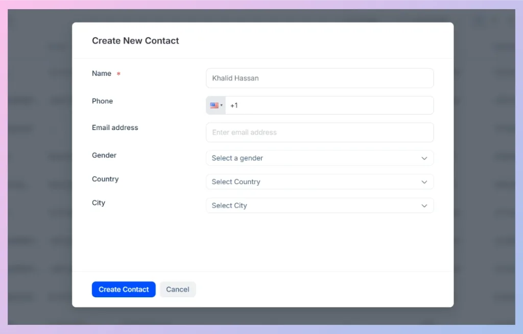 Create a Contact Manually