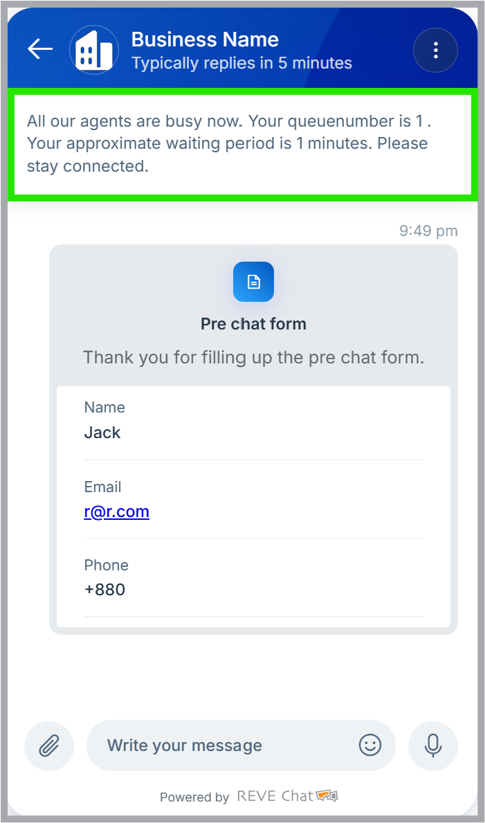 Custom Message | REVE Chat