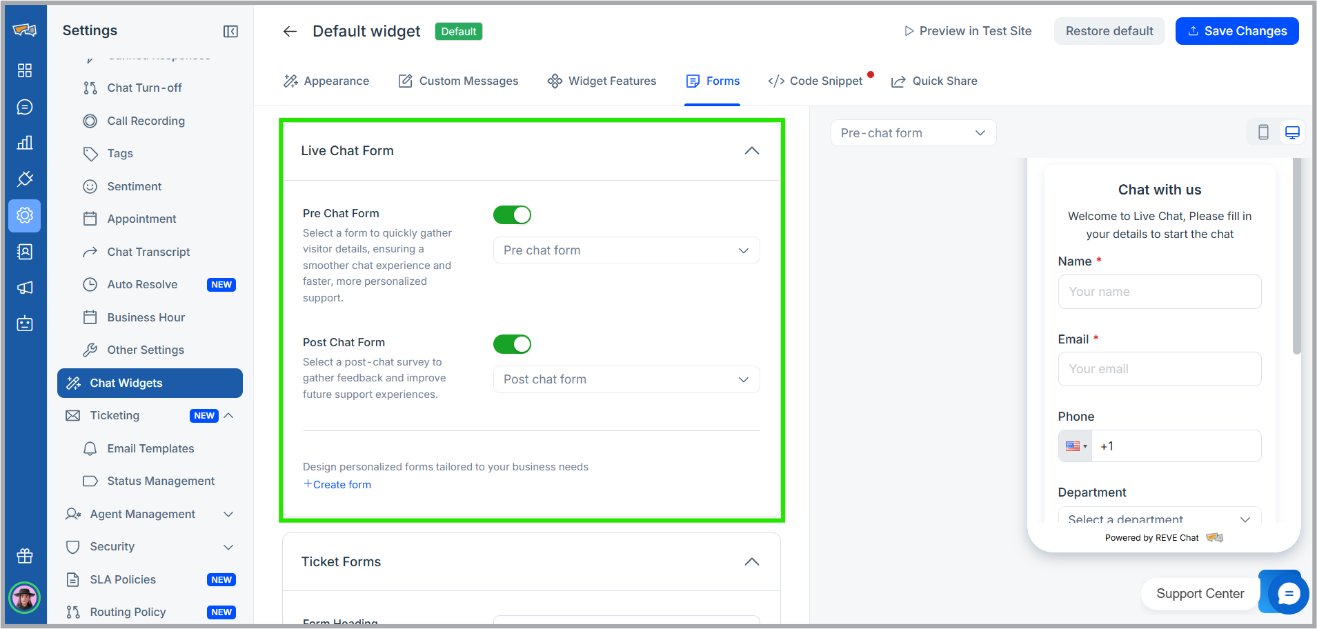 Forms | REVE Chat