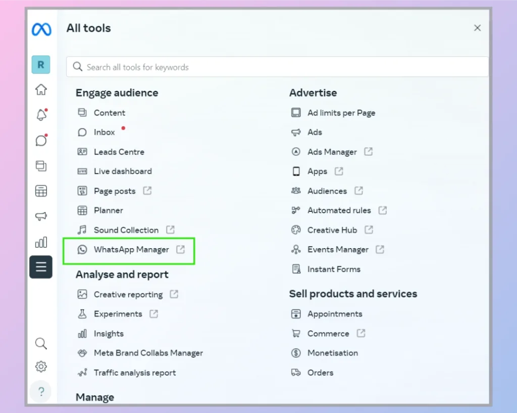 Open WhatsApp Manager