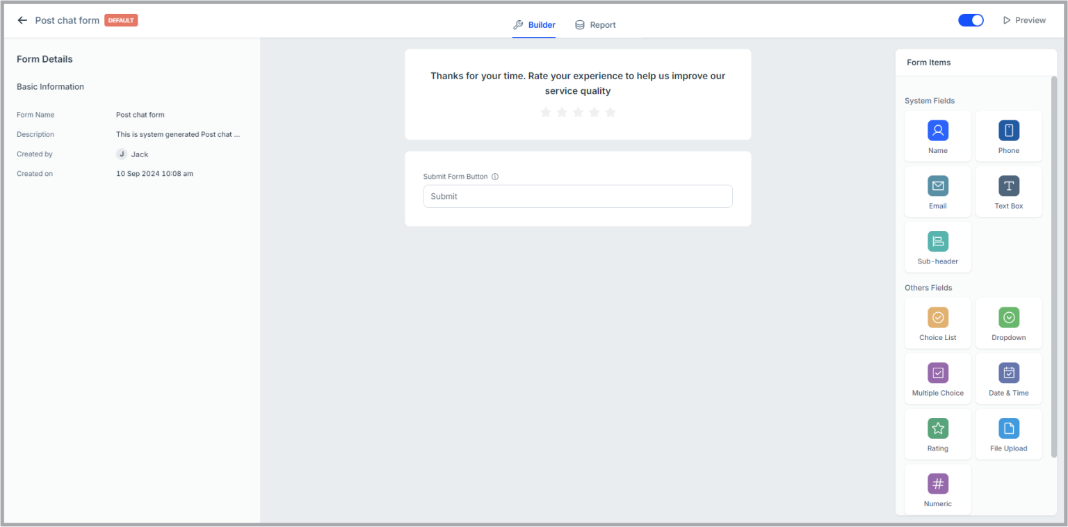 Post Chat Form | REVE Chat