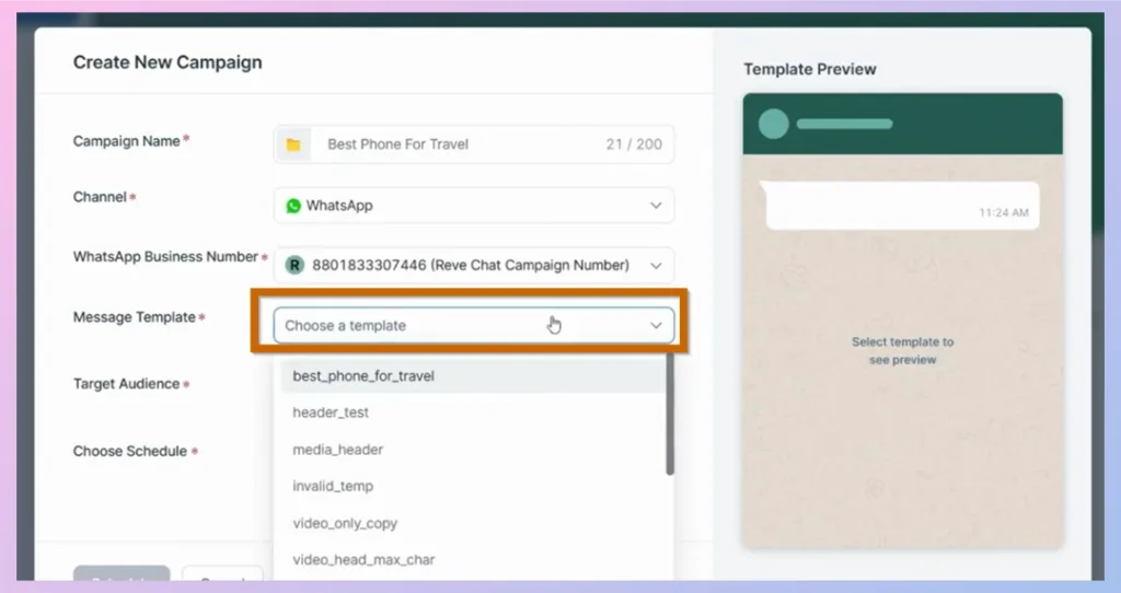 Select a Message Template
